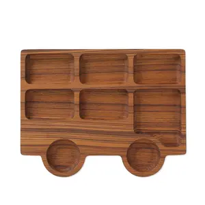 热卖伦敦巴士木制服务拼盘方形托盘 & 儿童木制拼盘装饰奶酪水果熟食店板