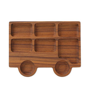 Plateau de service en bois de bus londonien Offre Spéciale plateau carré et assiette en bois pour enfants planche de charcuterie décorative pour fromage et fruits - Product Image 1