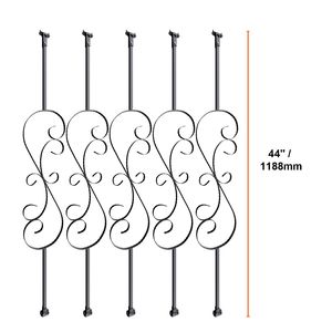 Balustri Decorativi in Metallo per Scale, Set da 5 Pezzi, in Acciaio Zincato, a Forma di S, Satinati, Cavi, 44 x 1/2 Pollici - Product Image 2
