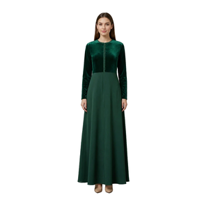 Elegante Vestido Abaya de Terciopelo para Mujer, Estilo Islámico Modesto de Dubái |   Caftán Maxi de Manga Larga, Ropa de Noche, Moda Boutique - Product Image 1