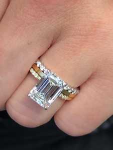 14K <b>Gold</b> Emerald Cut Engagement <b>Ring</b> Bridal <b>Set</b> IGI Certified F VS Lab Grown 2mm Width Bands Custom Fine Jewelry Factory Price - Product Image 2