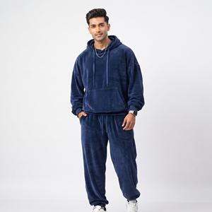 <b>Men</b> Oversize Heavyweight Velour Hoodie And Sweatpants Jogger Set Long Sleeve Drop Shoulder Loose Fit Winter Tracksuit <b>Men's</b> - Product Image 6