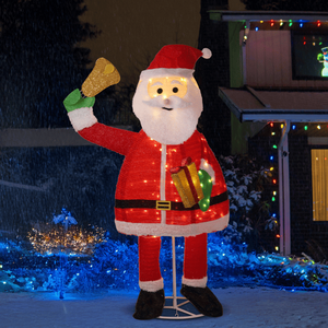 6FT Pre-Lit Santa Claus Holding Bell 200 Warm White LEDs Christmas Outdoor Yard Decorations Inflatable Xmas Pull up Santa - Product Image 2