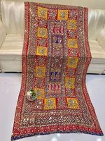 Châle en soie brodé de luxe pour femme, motif floral long, style ethnique, toutes saisons, fait main, travail de miroir Gotta, écharpe indienne