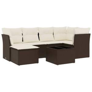 Conjunto de Sofá de Jardín de Ratán PE Marrón con Acero con Recubrimiento en Polvo y Vidrio Templado, Muebles de Exterior Premium - Product Image 2