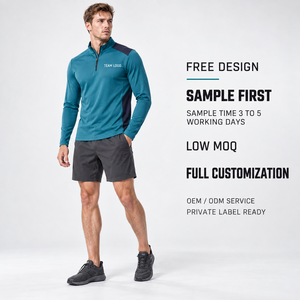 Maillot d'entraînement à col zippé pour homme, séchage rapide, polyester respirant, haut de performance, logo personnalisé, sports d'équipe, fournisseur OEM - Product Image 6