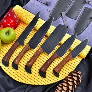 Coffret de couteaux de cuisine LEGACY BLADES en acier à haute teneur en carbone, finition noire premium, manche en bois pleine longueur, logo personnalisé, fournisseur OEM - Product Image 5