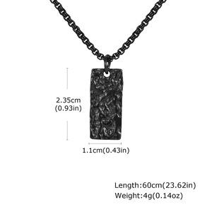 Collana con Ciondolo Geometrico in Acciaio Inossidabile, Stile <span class=keywords><strong>Berkeley</strong></span> Martellato, per Uomo - Product Image 2