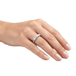 Elegante Anillo de Cinco Piedras de Diamantes Cultivados en Laboratorio, Banda de Media Eternidad, Certificado IGI, Oro Sólido de 9K, 10K, 14K, 18K, Anillo de Boda Apilable - Product Image 6