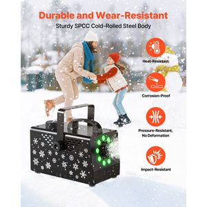 Macchina per Fiocchi di Neve da Esterno 900W con 9 LED RGB e 12 Colori di Illuminazione LED, Telecomando Wireless, Attrezzatura per Illuminazione Scenica Portatile/Sospesa - Product Image 4