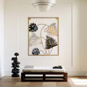 Modern Art <b>Decor</b> Metal <b>Leaf</b> <b>Wall</b> Art Laser Cut Iron Framed Flower Geometric Abstract for Home Office for Living Buyer-Hotels - Product Image 1