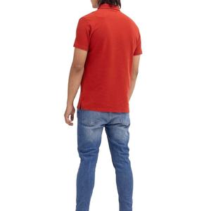 Men's Solid Red Polo Shirt Short Sleeve Regular Fit Cotton Pique Casual Style <b>Plain</b> Dyed Knitted Collar - Product Image 2