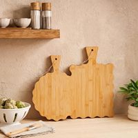 Ensemble de 2 planches à découper en bois festonnées avec poignée, planche à découper en bois d'acacia, bord ondulé, planche à servir le pain, vente en gros