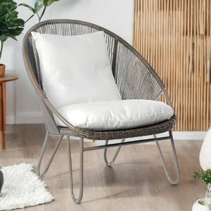 เก้าอี้นั่งหวายทำด้วยมือแบบทันสมัยพร้อมขาโลหะแบบกลมสำหรับห้องนั่งเล่นในร่มหรือการตกแต่งกลางแจ้งสำหรับสวน - Product Image 5