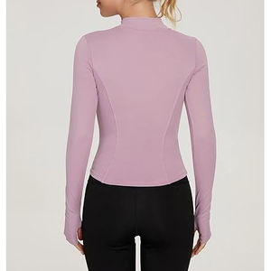 Wholesale High Quality Spandex/Nylon Lulu Design Zip Front Breathable Quick Dry Long Sleeve Yoga Gym <b>Workout</b> Women <b>Jacket</b> Top - Product Image 2