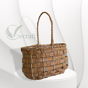 High Quality Hyacinth Cutlery <b>Basket</b> Eco-Friendly Natural Color Handles <b>Food</b> Safe Kitchen Storage for Home Decor Boxed - Product Image 2