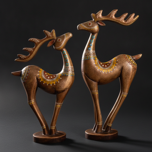 Unique Export Ready High Quality Modern Iron <b>Deer</b> Set 2 Artistic Hand <b>Painted</b> Metal Sculpture Environment-Friendly Decor - Product Image 6