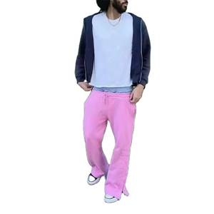 Double <b>Waisted</b> Polyester/Cotton Trackpants with Side Stripes Men's Casual Baggy Jogger Pants Custom Design Heavyweight - Product Image 6