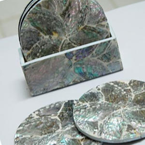 Sous-verre décoratif en verre, motif mosaïque coquillage, taille 100mm - Product Image 2