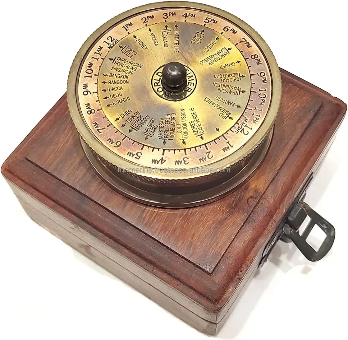 Brass Antique Nautical Engraved Eiffel Tower Compass with Calendar & Wood Box Antique Gift Item Home Decor