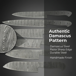 SAZ ENTERPRISES Ensemble de 7 lames de couteau de cuisine en acier Damas faites à la main, ambidextres, finition haute brillance, compatibles lave-vaisselle - Product Image 4