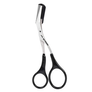 Professional Precision Eyebrow Trimmer Scissors with Comb Stainless Steel Grooming Scissors with Non-Slip Finger Grips Black - Product Image 1