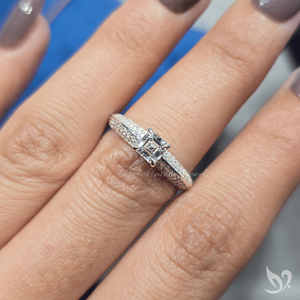 0.50 CT asscher cut lab grown diamond ring <b>step</b> cut square stone micro pave band 10K white gold ring - Product Image 4