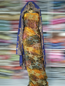 Vestido de Jacquard de terciopelo somalí de gran calidad Diseño floral y hermoso color para bodas Eventos especiales-Estilo Maqbal Dirac - Product Image 4