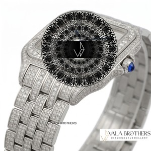 Reloj Cartier Tankk de Dibujos Animados con Diamantes de Cristal, Acero Inoxidable, Resistente al Agua, para Mujer, Caja Cuadrada de Oro Blanco de 30 mm, Cuarzo Analógico - Product Image 4