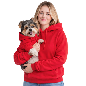 Sudadera con Capucha para Perros y Dueños, Conjunto a Juego, Sudadera Cómoda y Elegante para Mascotas y Humanos, Color Rojo Carmesí - Product Image 1