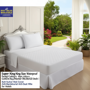Super King King Size Waterproof Terry Cotton Mattress Protector 78x36x12 Inch <b>Bed</b> Cover Anti-Bacterial Anti-Dust Mite for Hotels - Product Image 3