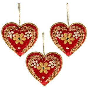 Ornement suspendu en forme de cœur en zari |   Décoration de l'Aïd, cadeau de retour, porte-clés, patch, décoration de Noël - Product Image 2