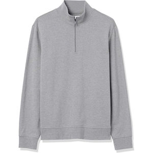 Best Quality Quarter Zip Pullover Sweatshirts <b>For</b> <b>Men</b> Cotton Blended Full Sleeve Haider Grey Color Casual Half Zip Sweatshirts - Product Image 4