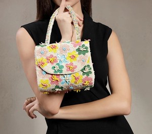 Sac à main bohème de luxe fait main avec broderie perlée à motifs géométriques, fermeture éclair, pour toutes les saisons, usage quotidien, pochette pour femme en coton - Product Image 5