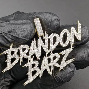 Colgante de Moissanita Personalizado con Nombre, Estilo Rapper Iced Out, Inicial Hip Hop, Plata 925, Joyería Fina, Colgantes y Dijes - Product Image 1