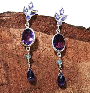 Purple Amethyst Tanzanite Bohemian Style Drop <b>Earrings</b> Natural 925 Sterling <b>Silver</b> Handmade <b>Dangle</b> <b>Earrings</b> Wedding Engagement - Product Image 6