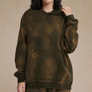 Sudaderas con capucha para hombre, gruesas, con logo personalizado, hombros caídos, estilo acid washed - Product Image 2