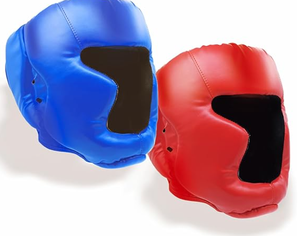 อุปกรณ์ป้องกันศีรษะสำหรับชกมวย MMA และมวยไทย ปรับได้ ผลิตจากวัสดุ PU เหมาะสำหรับผู้เริ่มต้นและเยาวชน  พร้อมหน้ากากป้องกันใบหน้า - Product Image 1