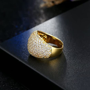 Micro Pave Cluster <b>Ring</b> 925 Sterling Silver Rhodium Plated <b>Dome</b> Shank Hip Hop Style Wedding Band for Anniversary Engagement Gift - Product Image 5