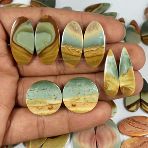 Lot de paires de jaspes polychromes naturels de qualité supérieure, pierres précieuses uniques pour la fabrication de boucles d'oreilles et de bijoux, formes variées - Product Image 3