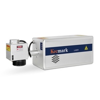 Machine de marquage laser à fibre volante pour la date d'expiration des étiquettes de bouteilles en plastique de ligne de production, machine de gravure laser à refroidissement par air 30W