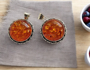 New Product Best Quality Amber Gemstone Pendant for Jewelry <b>Crystal</b> <b>Accessories</b> Vintage Pendants Top Trending Bulk Supplier - Product Image 3