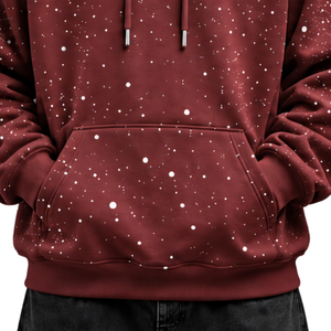 Sudadera con Capucha para Hombre, Estampado Marrón y Blanco Moteado, Estilo Oversize Casual, Forro Polar, con Cordón Ajustable y Bolsillo Canguro, Ropa Urbana - Product Image 6