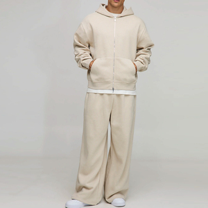 Survêtements pour hommes en molleton de coton respirant, streetwear, 100% coton, sweat-shirt oversize avec pantalon de survêtement, survêtements oversize pour hommes - Product Image 1