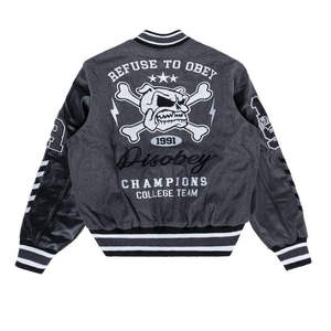 Embroidery Coated Stand Collar Customised Leather Sleeve Men's Varsity <b>Jacket</b> Best Selling High Street Plain Dyed <b>Jackets</b> - Product Image 2