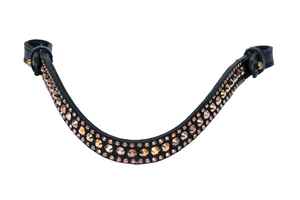 Fronture de luxe en cuir avec cristaux incurvés et strass or rose pour étrier anglais – Équipement équestre - Product Image 5