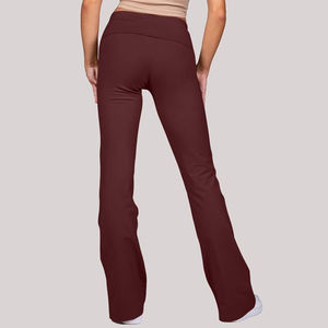 Nouvel Arrivage Leggings de Sport Évasés Taille Haute pour Femme Respirants Anti-Bactériens Marron Foncé pour la Course - Product Image 6