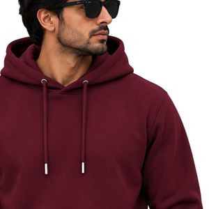 Mens <b>Maroon</b> Pullover Hoodie Long Sleeve Casual Sweatshirt Custom Logo Streetwear Sportswear <b>Top</b> Shoukat Apparel Manufacturer - Product Image 3