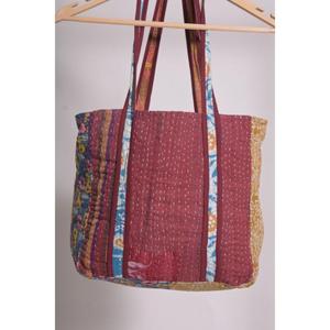 Indian Cotton Kantha Tote <b>Bag</b> Handmade Vintage Boho Shoulder Reusable Shopping Large Capacity Eco-Friendly Unisex Gift - Product Image 4