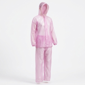 Conjunto de Chaqueta y Pantalones Impermeables con Capucha, para Uso en Exteriores, Estilo Casual para Adultos, Material PE Reutilizable, Superventas - Product Image 1